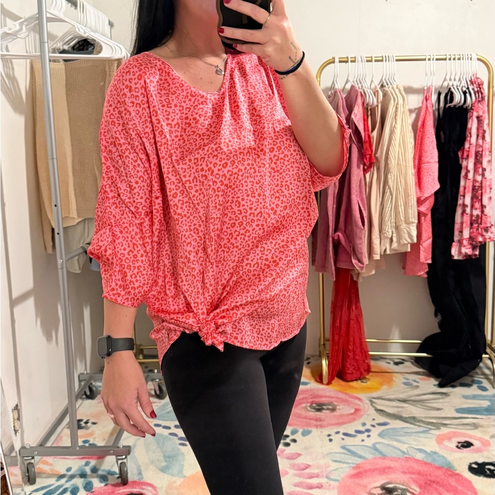 Women's Pink Leopard Print Top